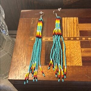 Nearly New Myra Bag Turquoise Beaded Earrings